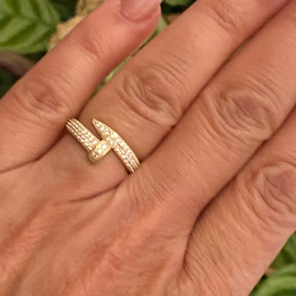 New Solid 14K Gold designer Nail Ring - Picture 12 of 16